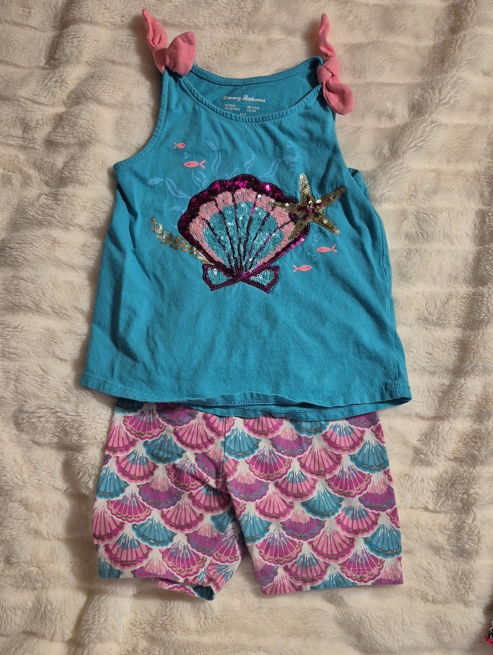 Tommy Bahama Turquoise Sequin Shell Tank with Pink Seashell Shorts